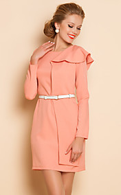 TS Ruffle Side met lange mouwen schede Jurk Met Riem