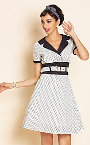 TS VINTAGE Contrast Collor Belted Dress
