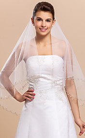 1 Layer Elbow Wedding Bridal Veil With Beaded Edge