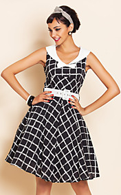 TS VINTAGE Check Pattern Bow Swing Dress