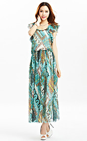 TS Ruffle Chiffon Print Midi Dress