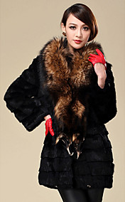 Long Sleeve Raccoon Fur Shawl Rabbit Fur Casual/Party Coat(More Colors)