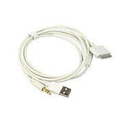  3-in-1 USB 3.5mm AUX Audio/Data/Charger Cable for iPod, iPhone and iPad (White)