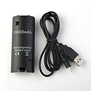  USB Rechargeable Battery Pack (3600mAh) for Wii Remote Controller