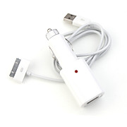  Dual USB Car Charger for Apple iPad/iPhone/iPod (White)