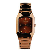  Copper Tone Stainless Steel Round Shape Diamond Quartz Wrist Watch For Men