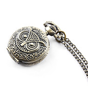  Antique owl quartz small pocket watch necklace chain