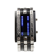  LED Bule-Light Digit Stainless Steel Wrist Watch with Weekday Display