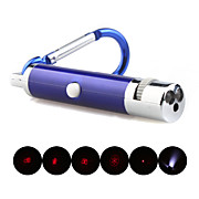  5 in 1 1mw 650nm Projective Red Laser Pointer with 2*LED and Keychain Blue