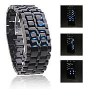  Cobra Style Iron Sport Unisex Blue LED Faceless Wrist Watch - Black