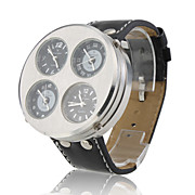  Men's Sport 4 PC Quartz Wrist Watch with Black Silicone Band