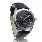  Stylish Men's Full Automatic Mechanical Movement Leather Wrist Watch with Calender