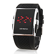  Red LED Silicone Band Wrist Watch - Black