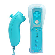  2-in-een MotionPlus-afstandsbediening en nunchuk + case voor de wii (blauw)