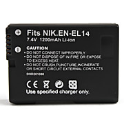  1200mah 7.4v appareil photo numérique de la batterie EN-EL14 pour Nikon P7000