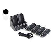  Dual USB Charging Station with 4 Rechargeable Batteries for Wii (2800mAh, Assorted Colors)