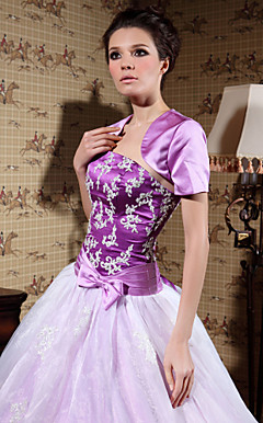 Short Sleeve Satin Special Occasion Jacket/ Wedding Wrap