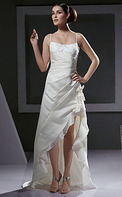 A-line/Princess Strapless Floor-length Satin Wedding Dress
