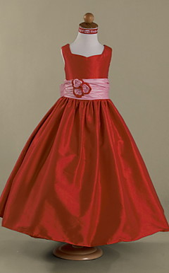 A-line Floor-length Taffeta Flower Girl Dress