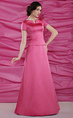 A-line Floor-length Satin Mother of the Bride Dress