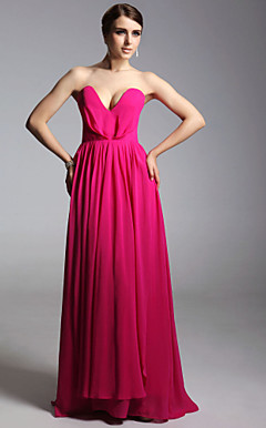 Chiffon Sheath/Column Sweetheart Floor-length Evening Dress inspired by Ginnifer Goodwin at Emmy Award