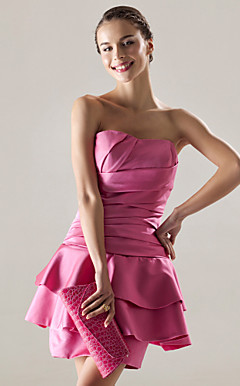 A-line Sweetheart Short/Mini Satin Cocktail Dress