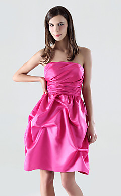 A-line Strapless Short/Mini Satin Bridesmaid/Cocktail Dress
