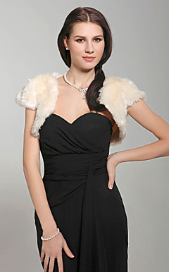 Short Sleeves Faux Fur Special Occasion Jacket/ Wrap