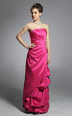 Sheath/ Column Strapless Floor-length Satin Evening Dress