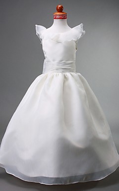 Ball Gown Jewel Floor-length Organza Flower Girl Dress