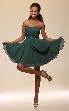 A-line Sweetheart Short/ Mini Side-Draped Chiffon Cocktail Dress