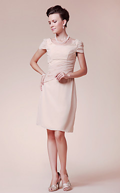 Sheath/ Column Scoop Knee-length Chiffon Mother of the Bride Dress