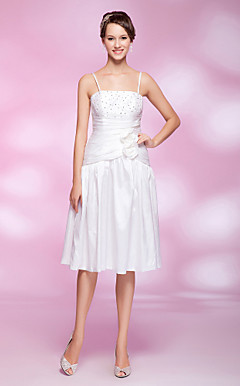 A-line Princess Spaghetti Straps Knee-length Taffeta Cocktail Dress