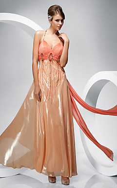 Sheath/Column Spaghetti Straps Floor-length Chiffon Evening Dress
