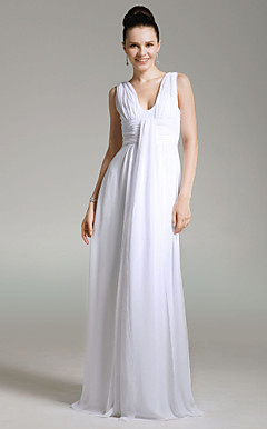Chiffon Sheath/ Column V-neck Floor-length Evening Dress
