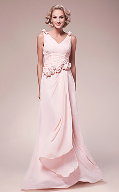 A-line V-neck Floor-length Chiffon Mother of the Bride Dress