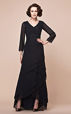 A linha V-neck assimétrico mãe de cetim chiffon e fosco do vestido de noiva