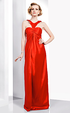 Stretch Satin Sheath/ Column Jewel Floor-length Evening Dress inspired by Dianna Agron