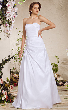 vestido de una línea strapless piso de longitud tul boda con encanto
