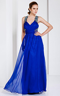 Sheath/Column Straps Floor-length Chiffon Evening Dress