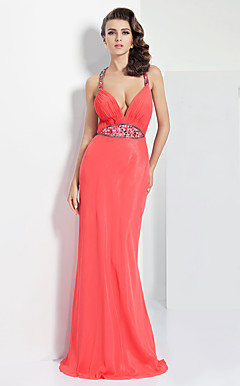 Trumpet/Mermaid Halter Floor-length Chiffon Evening Dress