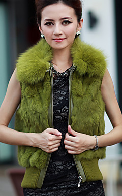 reven pels krage ermeløs fest / kveld kaninpels vest (flere farger)