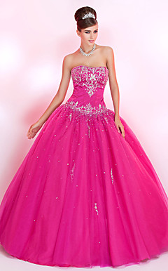 Ball Gown Sweetheart Floor-length Tulle Prom Dress With Embroidery