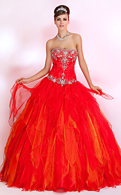 Ball Gown Strapless Floor-length Organza Prom Dress