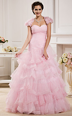 Ball Gown Sweetheart  Floor-length Organza  Wedding Dress With A Wrap