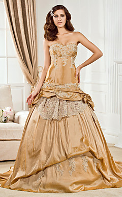 Ball Gown Sweetheart Court Train Taffeta  Wedding Dress
