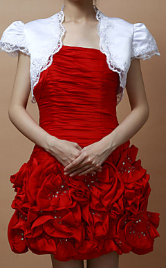 Short Sleeves Satin With Trim Special Occasion Jacket/ Wedding Wrap (More Colors)