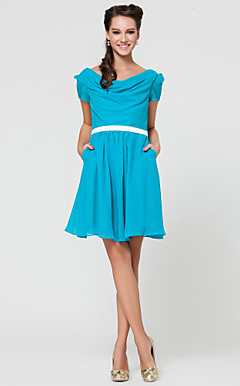 A-line Cowl Short/Mini Chiffon Bridesmaid Dress