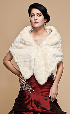 Gorgeous Faux Fur Wedding / Special Occasion Shawl With Lace / Rhinestone (More Colors)