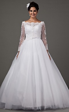 A-line Sweetheart Spaghetti Straps Chapel Train Tulle Wedding Dress With A Wrap